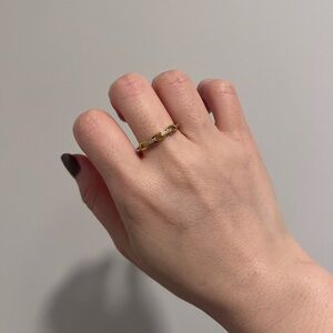 NWT Diamonique Gold Linked Half Band Ring